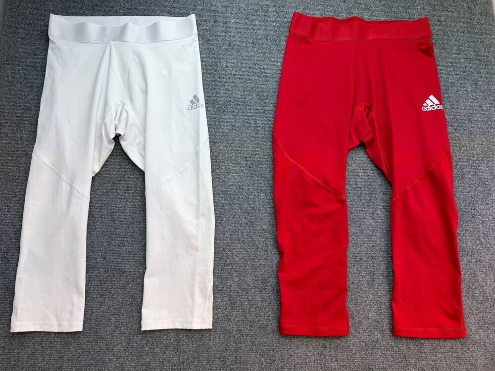 Adidas Women’s Techfit Compression Capri Leggings Lot 2 Red White Athletic